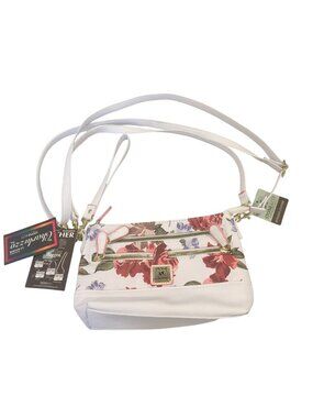 Stone & Co Bonded Leather Rose Bloom 4  Way Bagger Style Floral Purse